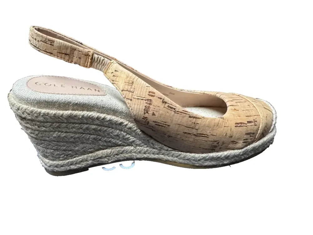 Cole Haan Shoes Womens Size 5.5 Cork Espadrille Wedge Slingback Sandals W28124